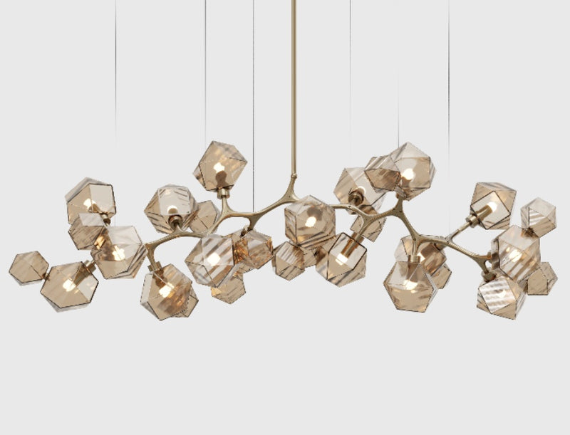 Welles Long Chandelier 17, Smoked Bronze Glass