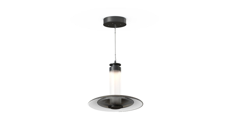 The Luna A Small Disc Pendant creates an allusive play of light through various gradients of coloured glass. This luxury pendant by contemporary lighting designer, Gabriel Scott, provides a high end light fitting for modern interior design.