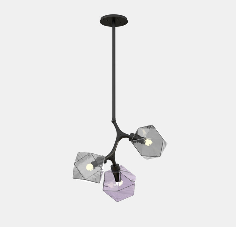 Welles Pendant by David Rockwell, Smoked Purple & Gray Glass